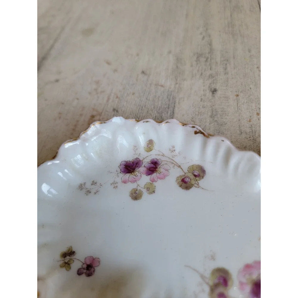 Vintage French floral trinket tray pink flower unique home‎ decor